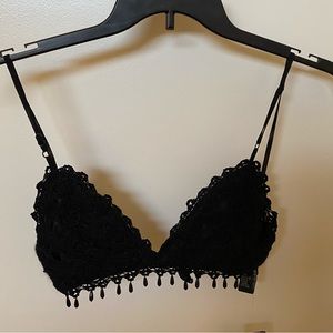 Black crochet beaded bra top